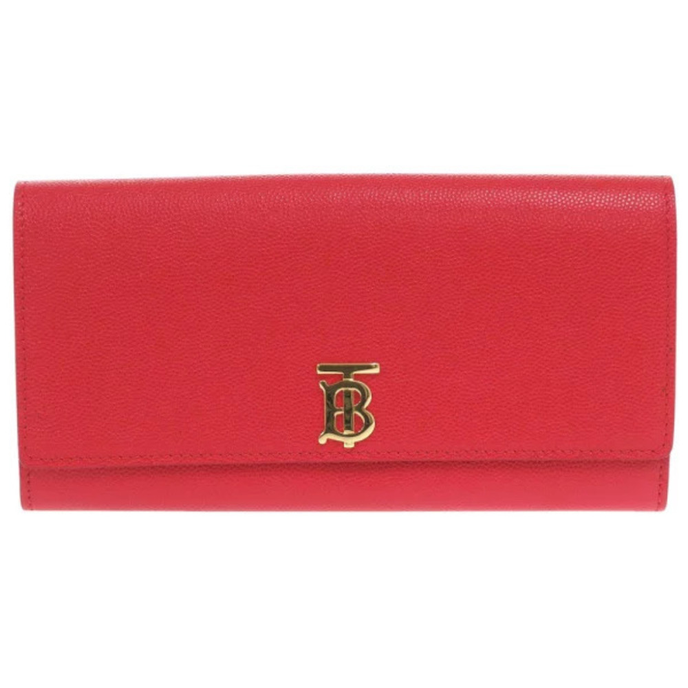 Burberry leather red bi fold long wallet